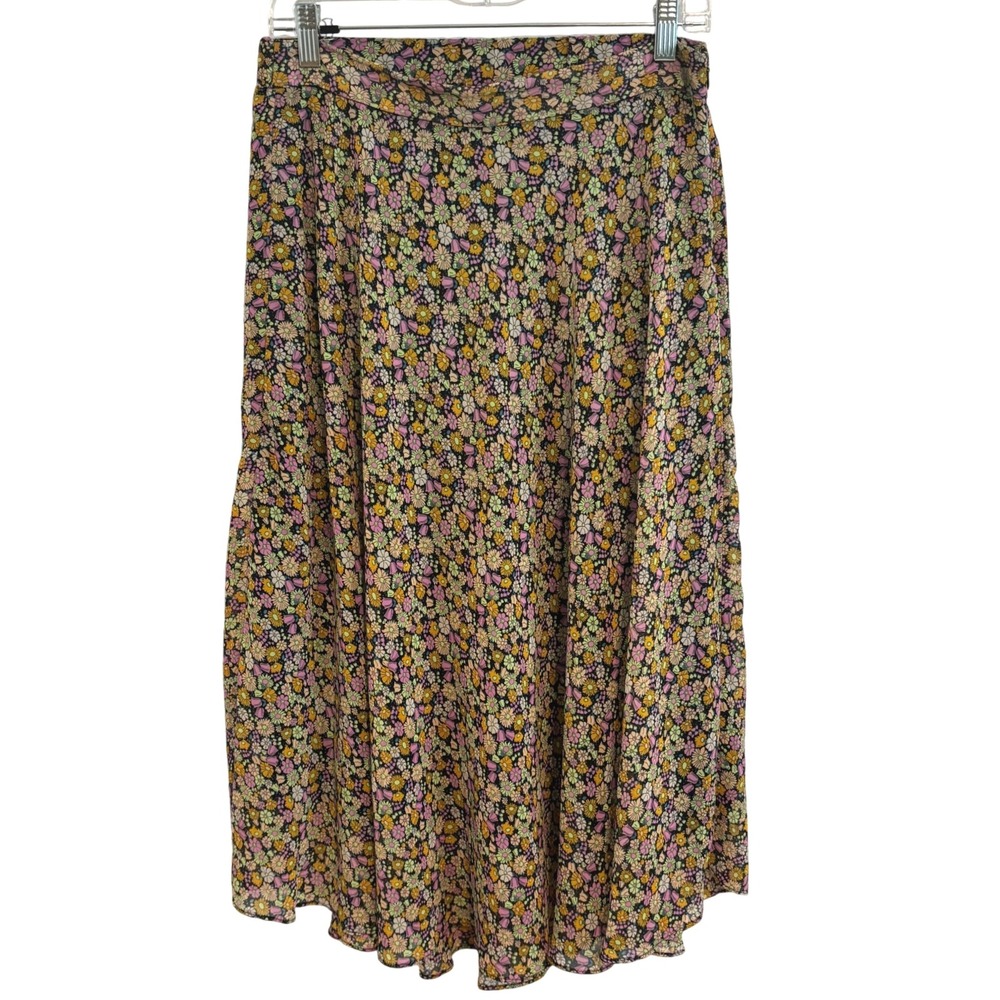 Tahari Floral Print‎ Midi Skirt Womens M Multicolor Side Zip Lined Modest Boho
